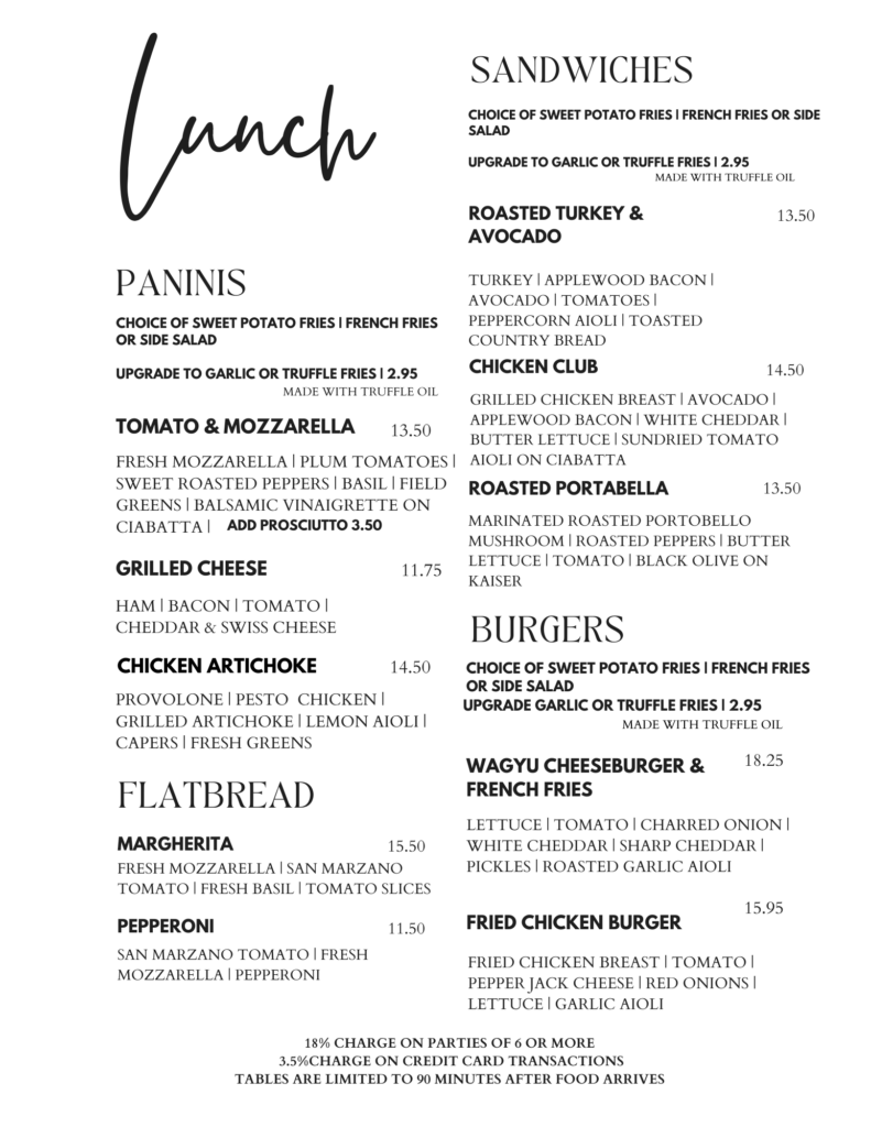 Lunch menu