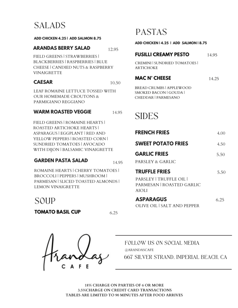 Lunch menu